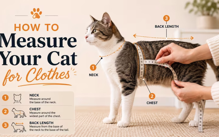 How to measure a cat for clothes using neck, chest and back length