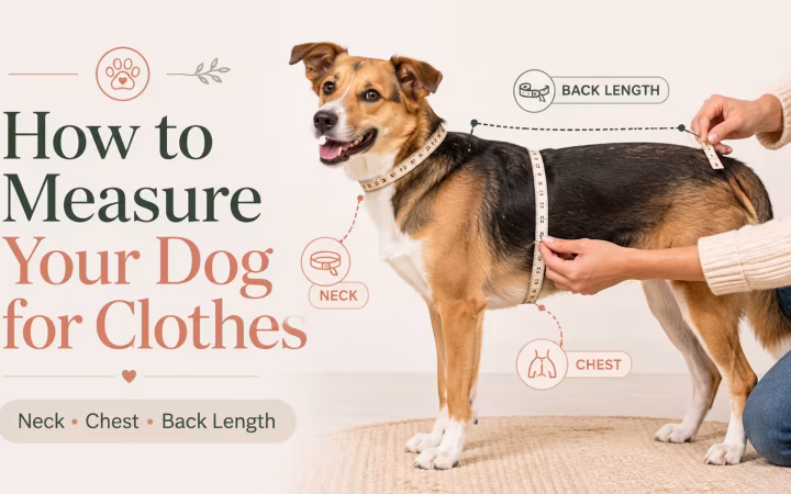 How to measure a dog for clothes using neck, chest and back length