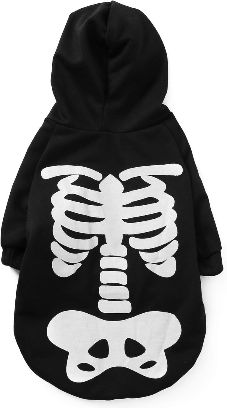 Halloween Pet Dog Cat Skull Hoodies Glowing Skeleton Bones